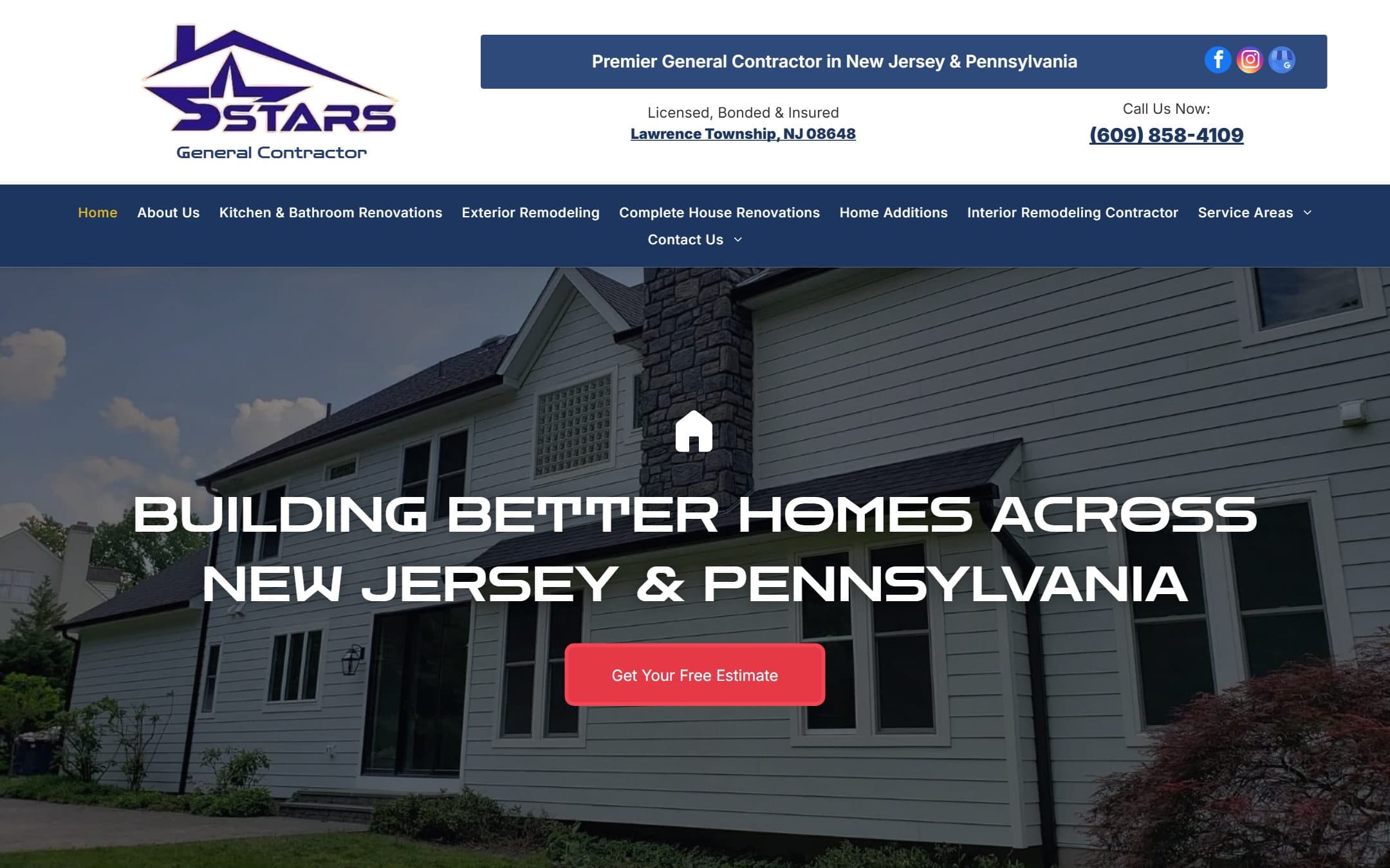 5Stars General Contractor — General Contractor · NJ & PA website by BrandVexo