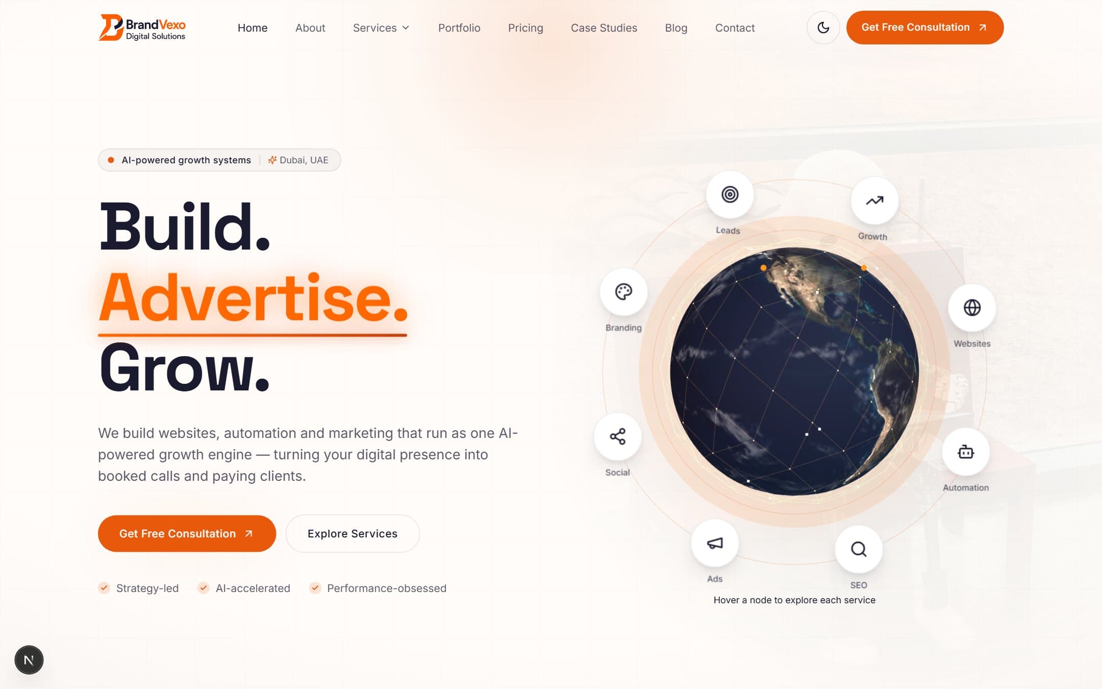BrandVexo digital agency website homepage — a marketing site built by BrandVexo