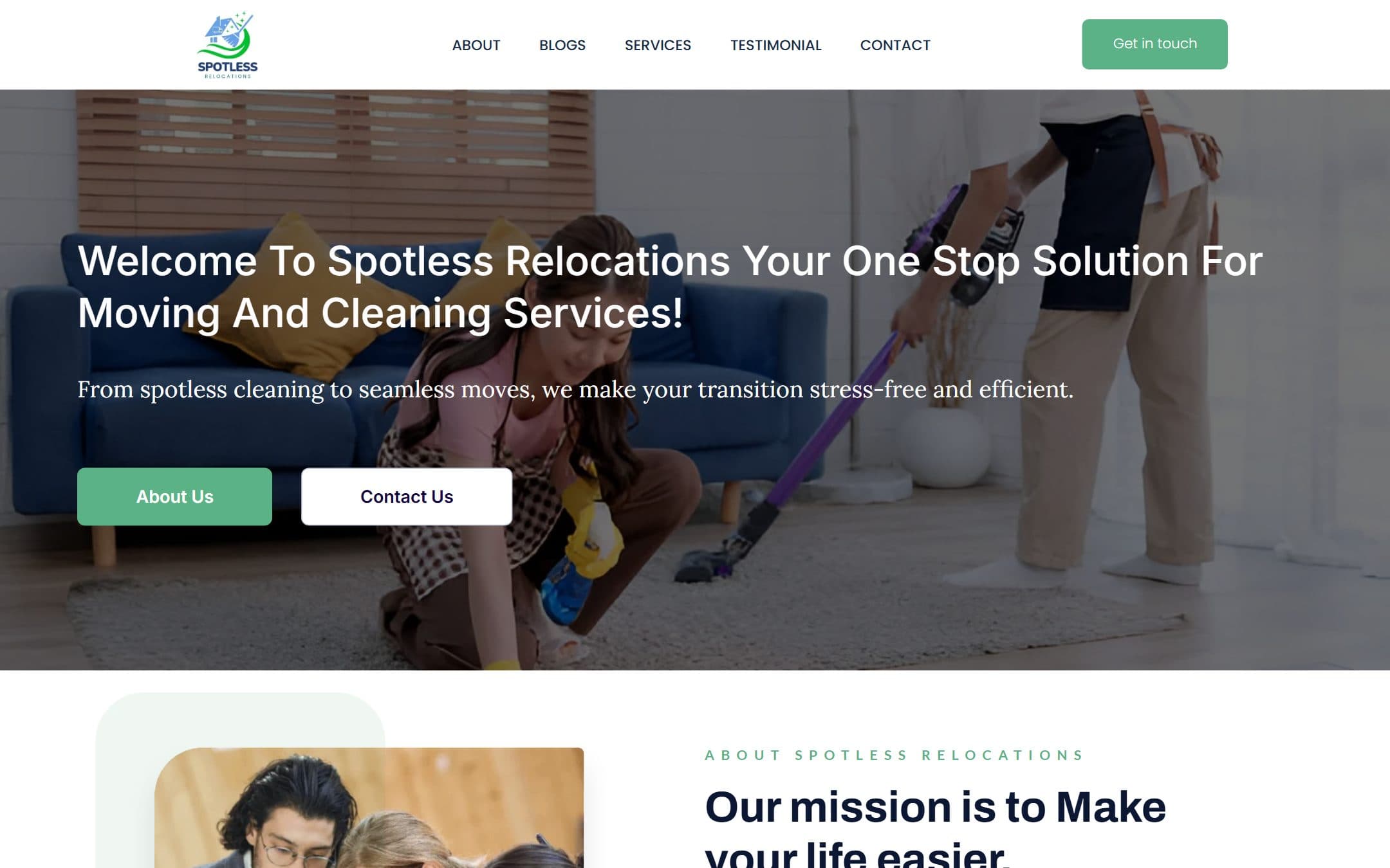 Spotless Relocations — Moving & Cleaning Services website by BrandVexo