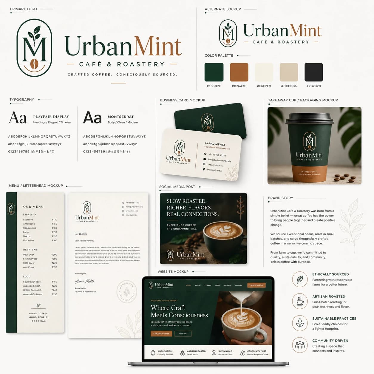 UrbanMint Café & Roastery brand board