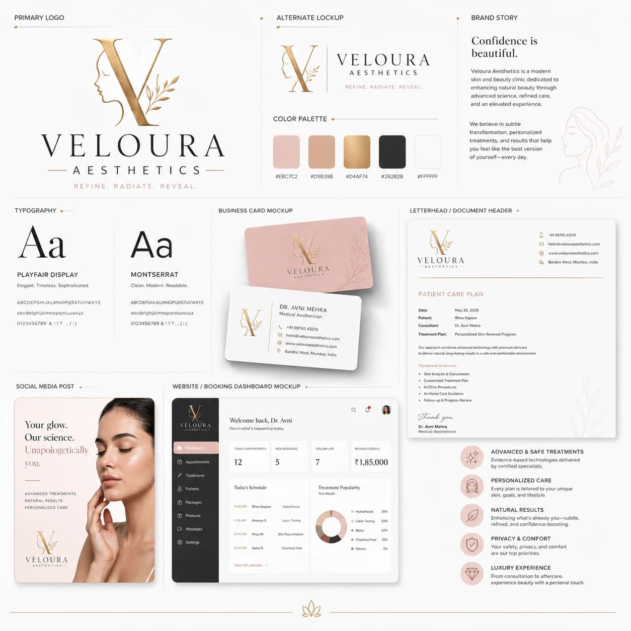 Veloura Aesthetics brand board