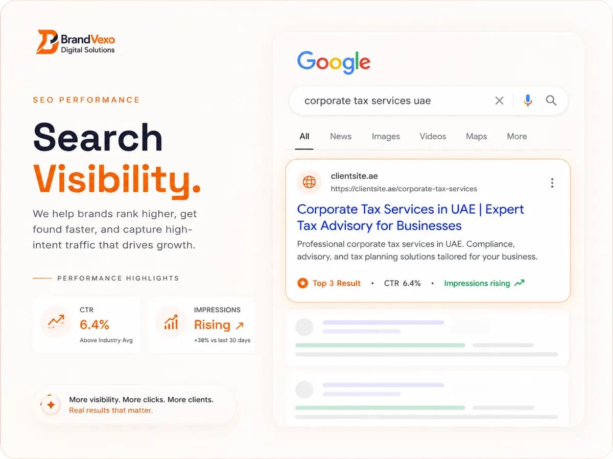 SEO search-visibility preview — SERP result for a client search term